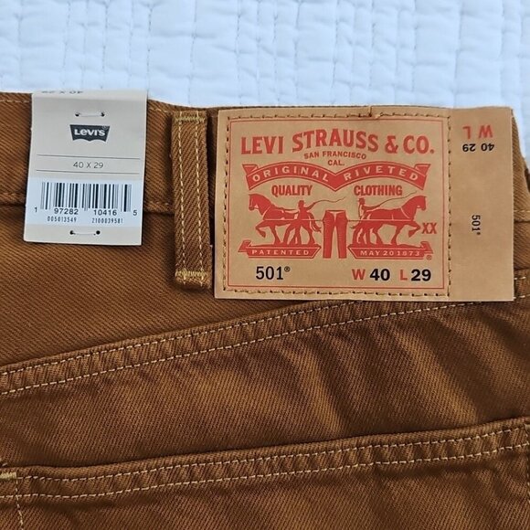 Levi's 501 Original Jeans Men's 40x29 Stretch Rust Brown Button Fly NWT Classic - Picture 5 of 16